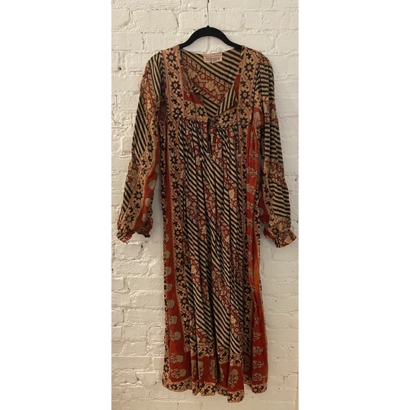 Vintage Border Print Cotton Dress Medium - Picture 3 of 5